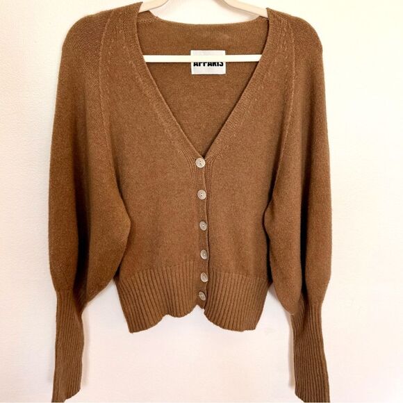 Apparis Italy Stacey Button Up Cardigan Wide Sleeve vegan cashmere Camel Brown - Picture 7 of 16